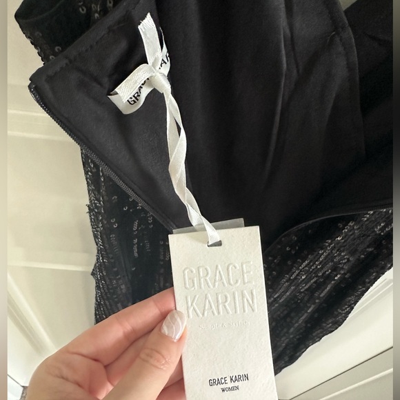 NWT Grace Karin Sequin Black Wrap Party Dress | Women's Small - Picture 6 of 10
